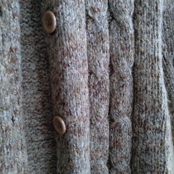 Vintage Rampage Wool Blend Gray Long Cardigan with Cable Knit Detail - Picture 4 of 4